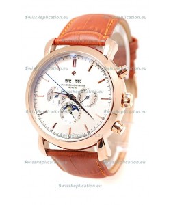Vacheron Constantin Malte Perpetual Chronograph Japanese Replica Watch in White Dial