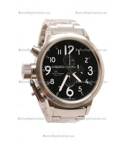 U-Boat Flightdeck Japanese Replica Steel Watch in Black Dial