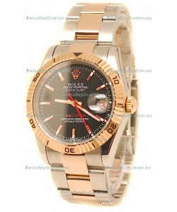 Rolex Datejust Turn O Graph Japanese Rose Gold Watch in Black Dial