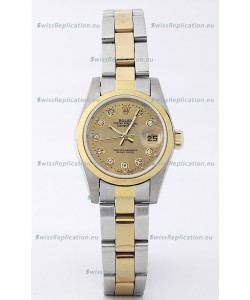 Rolex DateJust - Two Tone Ladies Swiss Replica Watch in Gold Dial