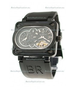 Bell and Ross BR Minuteur Tourbillon PVD Japanese Watch in Black Dial