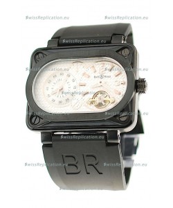 Bell and Ross BR Minuteur Tourbillon PVD Japanese Watch in White Dial