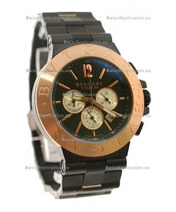 Bvlgari Diagono Mens Scuba japanese Replica PVD Watch