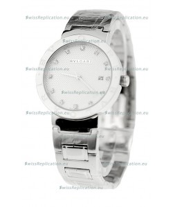 Bvlgari Quartz Japanese Silver Watch in Diamond Markers