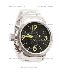U-Boat Flightdeck Japanese Replica Steel Watch in Green Markers