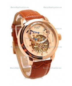 Glashutte Panaomatic Regulator Tourbillon Japanese Replica Pink Gold Watch