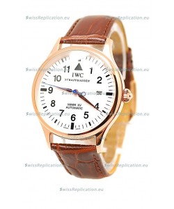 IWC Portugese Automatic Gold Replica Watch in White Dial