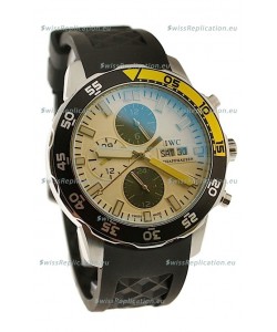 IWC Aquatimer Chronograph Japanese Replica PVD Watch in Black/Yellow Bezel