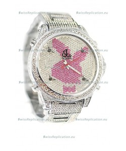 Jacob & Co Diamond Japanese Replica Watch in Pink/White Dial