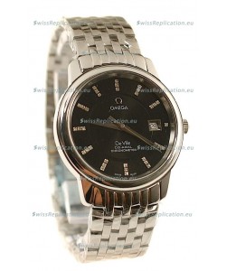 Omega Co-Axial Deville Japanese Steel Watch in Diamond Encrusted Stick Markers
