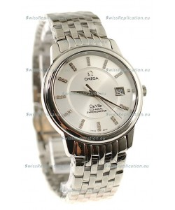 Omega Co-Axial Deville Japanese Steel Watch in Diamond Encrusted Stick Markers