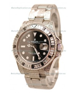 Rolex GMT Masters II 2011 Edition Swiss Replica Watch with Diamonds Casing and Bezel