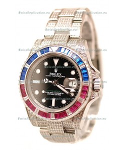 Rolex GMT Masters II 2011 Edition Swiss Replica Watch with Diamonds Casing and Bezel