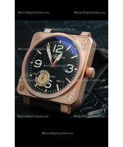 Bell and Ross BR01 97 Power Reserve Rose Gold Watch in Black Dial
