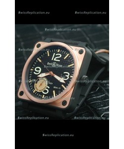 Bell and Ross BR01 97 Power Reserve Rose Gold Watch in Black Dial