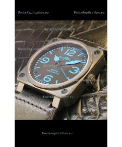Bell and Ross BR01 92 Swiss Watch in PVD Casing and Blue Markers