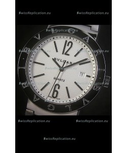 Bvlgari Diagono Japanese Replica Quartz Watch in White Dial