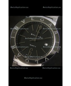 Bvlgari Diagono Japanese Replica Quartz Watch in Black Dial