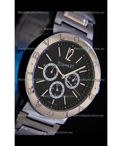 Bvlgari Diagono Japanese Replica Quartz Watch in Black Dial