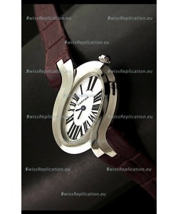 Delices De cartier Japanese Watch in Maroon Strap