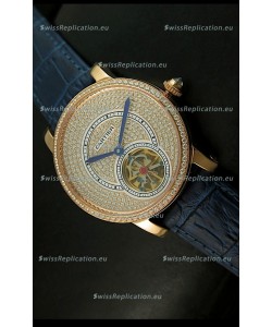 Ronde De Cartier Tourbillon Replica Watch Pink Gold Case - Purple Strap