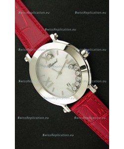 Chopard Happy Sport Ladies Japanese Replica Watch in Red Strap