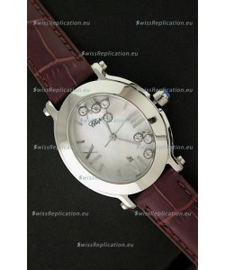 Chopard Happy Sport Ladies Japanese Replica Watch in Brown Strap