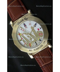 Corum Admiral's Cup Japanese Replica Watch in Brown Strap