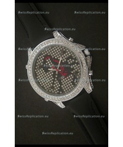 Five Time Zones J&C Imitations Japanese Watch in Full Diamonds