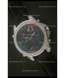 Five Time Zones J&C Imitations Japanese Watch in Full Diamonds