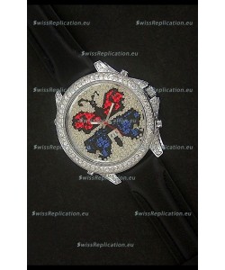 Five Time Zones J&C Clone Watch in Full Diamonds