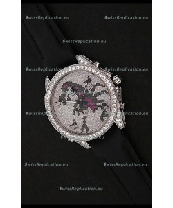 Five Time Zones J&C Clone Japanese Watch in Full Diamonds