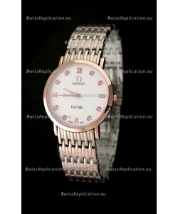 Omega DeVelie Japanese Replica Rose Gold Watch 