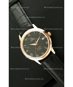 Omega DeVelie Co-Axial Chronometer Japanese Rose Gold Watch in Black Dial