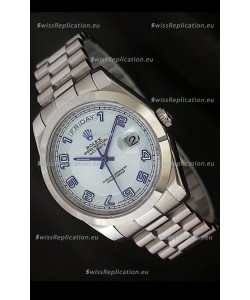 Rolex Day Date Japanese Replica Steel Watch in White Dial