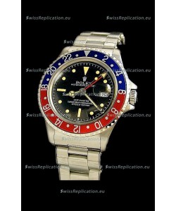 Rolex GMT Master Swiss Replica Steel Watch in Black Dial