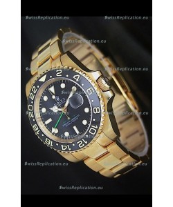 Rolex GMT Master II Swiss Replica Gold Watch in Black Dial