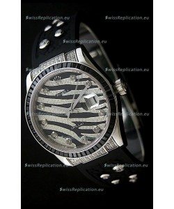 Rolex Datejust Mens Japanese Replica Leopard Watch in Diamand Markers