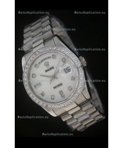 Rolex Day Date Just Japanese Replica Silver White Watch