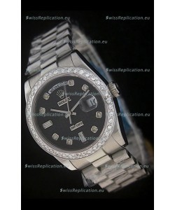 Rolex Day Date Just Japanese Replica Watch in Black Dial