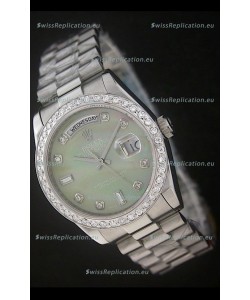 Rolex Day Date Just Japanese Replica Watch in Light Green Dial