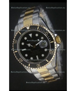 Rolex Submariner Oyster Perpetual Two Tone Watch in Black Ceramic Bezel