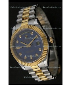 Rolex Day Date Just Japanese Replica Two Tone Gold Watch in Light Blue Dial 
