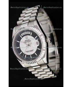 Rolex Day Date Just Japanese Replica Watch in Black & White Dial