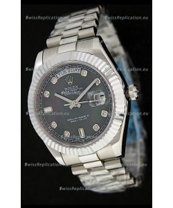 Rolex Oyster Perpetual Day Date Japanese Replica Watch in Black Mother of Pearl Dial