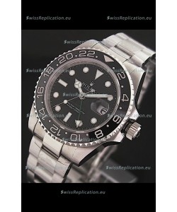 Rolex GMT Master II Swiss Replica Steel Watch in Black Dial