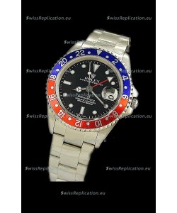 Rolex GMT Master II Swiss Replica Steel Watch in Red and Blue Bezel 