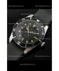 Rolex Submariner Swiss Replica Watch in Domed Crystal Grey Nylon Strap