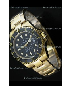 Rolex Submariner Japanese Gold Watch in Black Dial with Ceramic Bezel