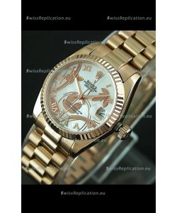 Rolex Oyster Perpetual Date Just Lady Swiss Rose Gold Watch in Pearl White Dial